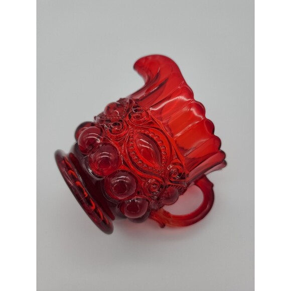 Red Glass Eye Winker Pattern Creamer Mosser USA Small Pitcher - Picture 8 of 12